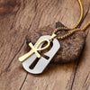 Dog Tag and Ankh Cross Pendant Cut-Out Chain Necklace-Necklaces-Innovato Design-Innovato Design