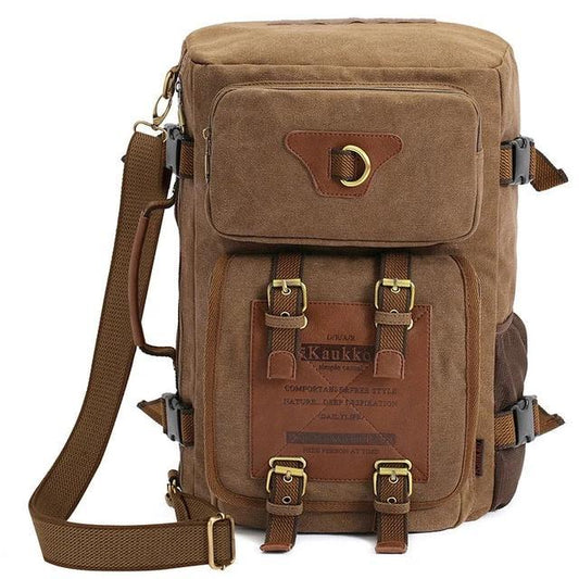 Canvas Backpack Leisure Travel 20 to 35 Litre Backpack-Canvas and Leather Backpack-Innovato Design-Khaki-Innovato Design