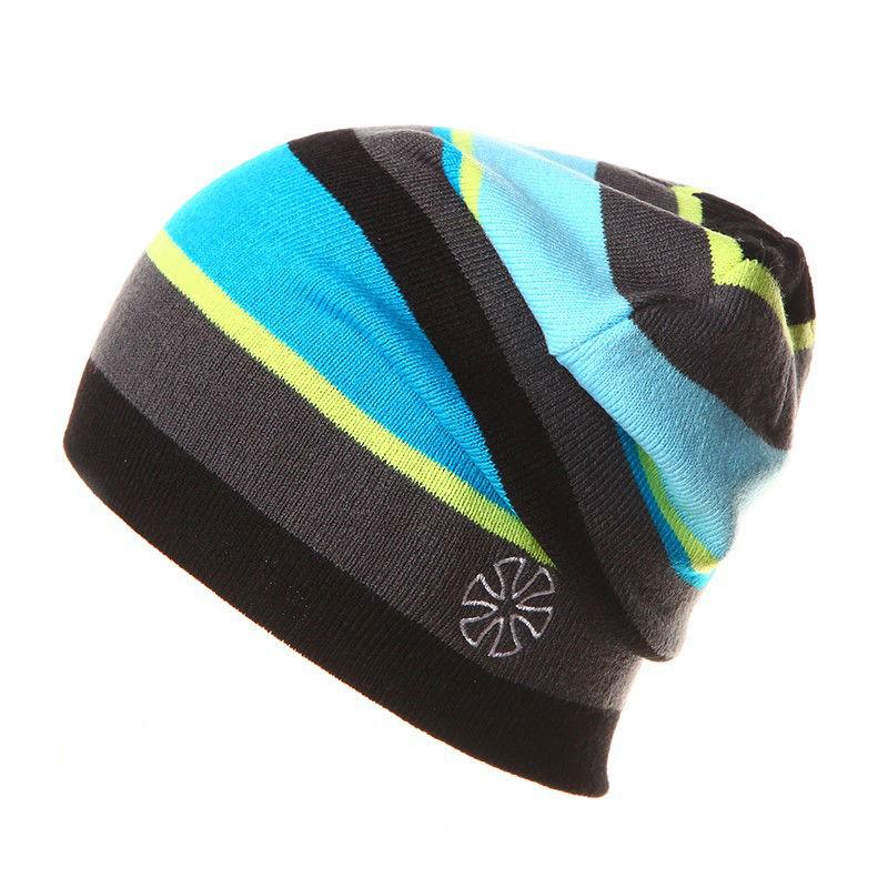Multicolored Striped Knitted Hat, Beanie or Bonnet-Hats-Innovato Design-Red Purple Green-Innovato Design