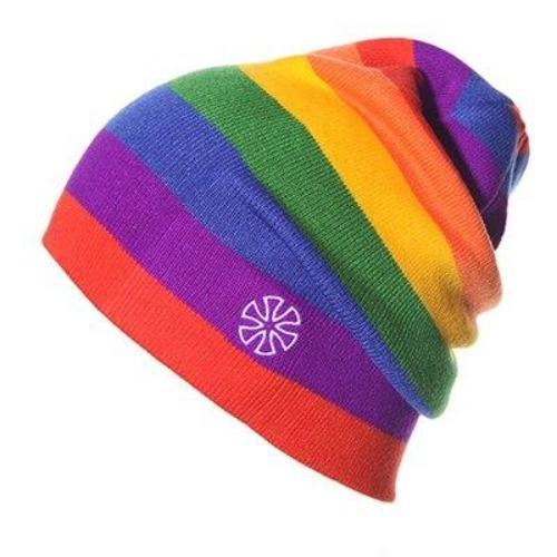 Multicolored Striped Knitted Hat, Beanie or Bonnet-Hats-Innovato Design-Red Purple Green-Innovato Design