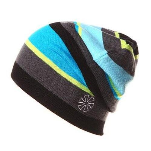 Multicolored Striped Knitted Hat, Beanie or Bonnet-Hats-Innovato Design-Black Blue-Innovato Design