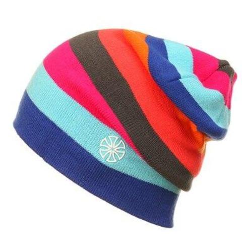 Multicolored Striped Knitted Hat, Beanie or Bonnet-Hats-Innovato Design-Blue Pink Orange-Innovato Design