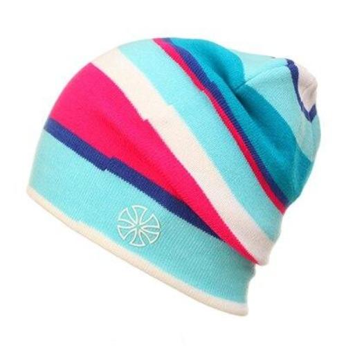 Multicolored Striped Knitted Hat, Beanie or Bonnet-Hats-Innovato Design-Blue Pink White-Innovato Design