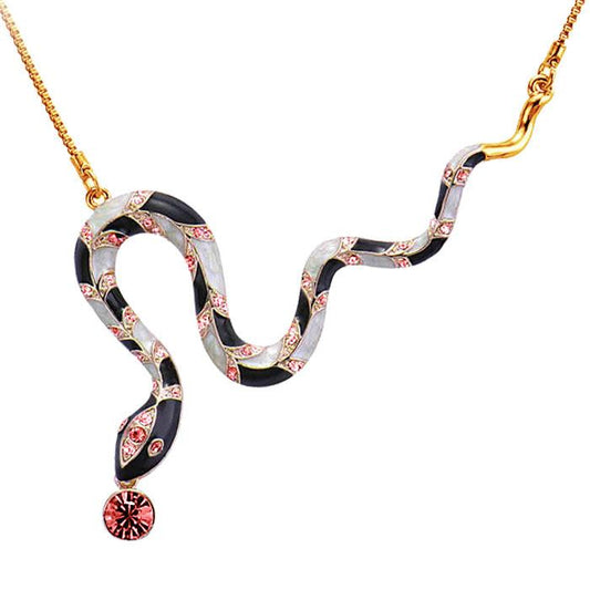 Snake Necklace with Red Australian Rhinestone-Necklaces-Innovato Design-Innovato Design