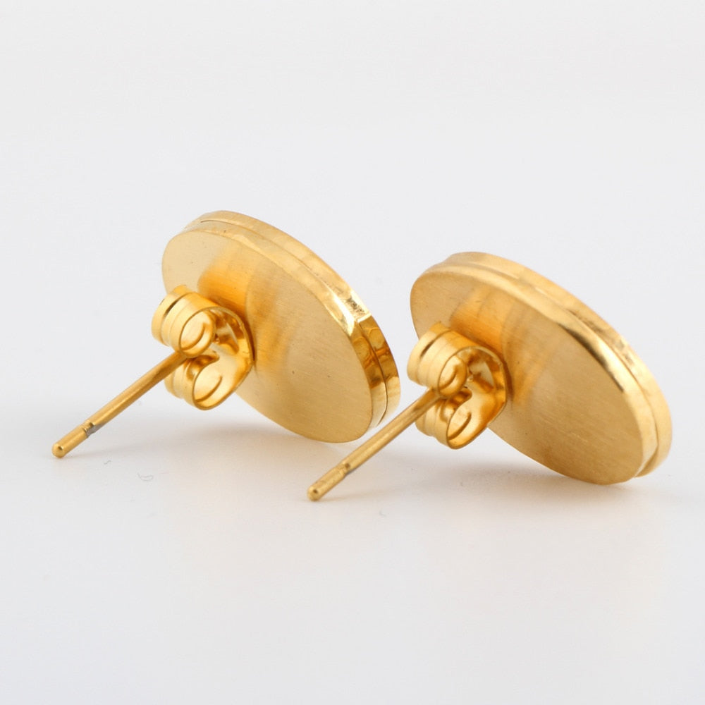 Circular Shell Gold-Plated 316L Stainless Steel Necklace & Earrings Jewelry Set-Jewelry Sets-Innovato Design-Innovato Design