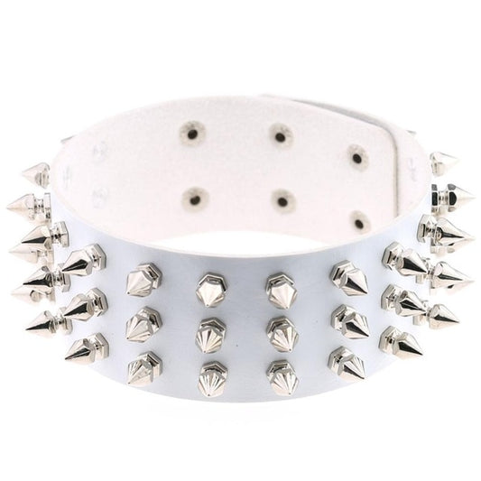 Silver Color Metal Spike Choker Collar Leather Gothic Punk Rock Necklace
