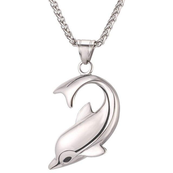 Dolphin Pendant Chain Necklace in Black Gold or Silver - InnovatoDesign