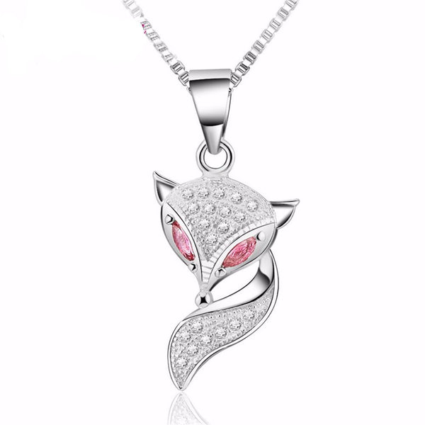 Sterling Silver Fox Pendant Charm Necklace - InnovatoDesign