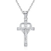 Heart Shaped White Silver Pendant Cross Necklace - InnovatoDesign