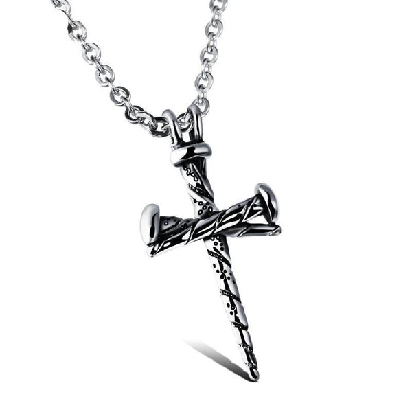 Stainless Steel 3 Nail Cross Pendant with Chain Necklace-Necklaces-Innovato Design-Innovato Design