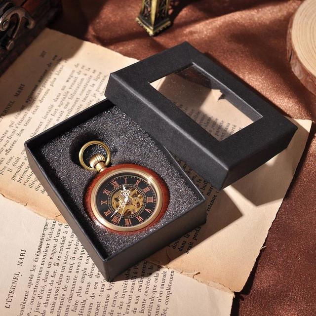 Luxury Wooden Pocket Watch With Arabic Letters and Golden Chain-Pocket Watch-Innovato Design-POCKET WATCH-Innovato Design