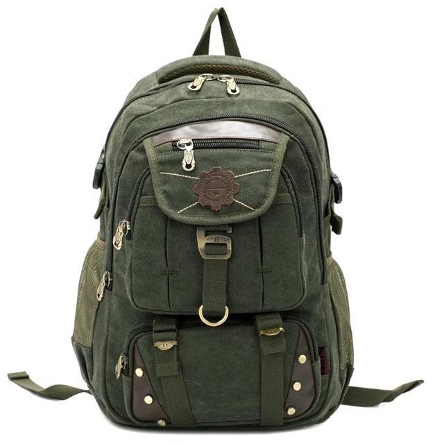 Large Canvas and Leather Travel Backpack in 3 Colors-Backpacks-Innovato Design-Navy-Innovato Design