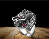 Men's Red-Eye Dragon Ring Solid Sterling 925 Hallmarked Silver Ring with Zirconia-Rings-Innovato Design-7-Innovato Design