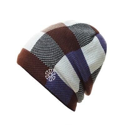 Multicolored Checkered Embroidered Knit Winter Hat, Beanie or Bonnet-Hats-Innovato Design-Blue-Innovato Design