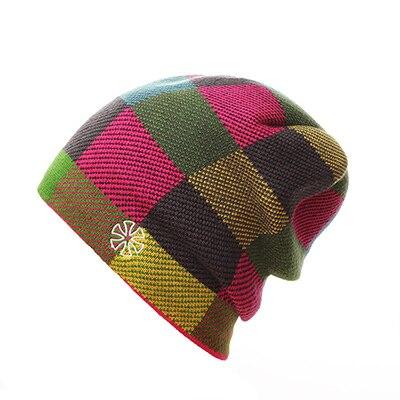 Multicolored Checkered Embroidered Knit Winter Hat, Beanie or Bonnet-Hats-Innovato Design-Orange-Innovato Design