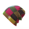 Multicolored Checkered Embroidered Knit Winter Hat, Beanie or Bonnet