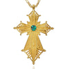Golden Habesha Ethiopian Cross Pendant with Green Stone Center - InnovatoDesign