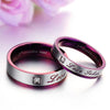 Two Tone Stainless Steel with Engraved Love Token and Cubic Zirconia Couple Rings - InnovatoDesign