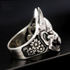 Steampunk Devil Ring with Two Half Demon Faces Made of Solid 925 Sterling Silver - InnovatoDesign