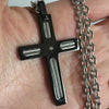 Black Plated Stainless Steel Titanium Wire Cross Pendant Necklace-Necklaces-Innovato Design-Innovato Design