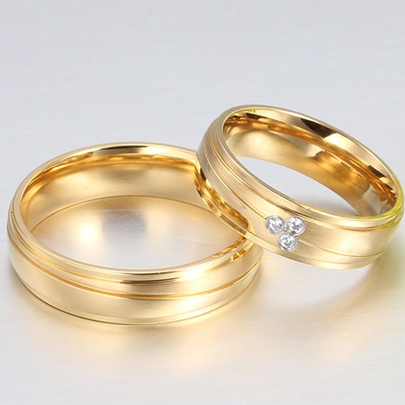 Gold Plated Stainless Steel with Tension Setting Cubic Zirconia Wedding Band-Rings-Innovato Design-5-7-Innovato Design