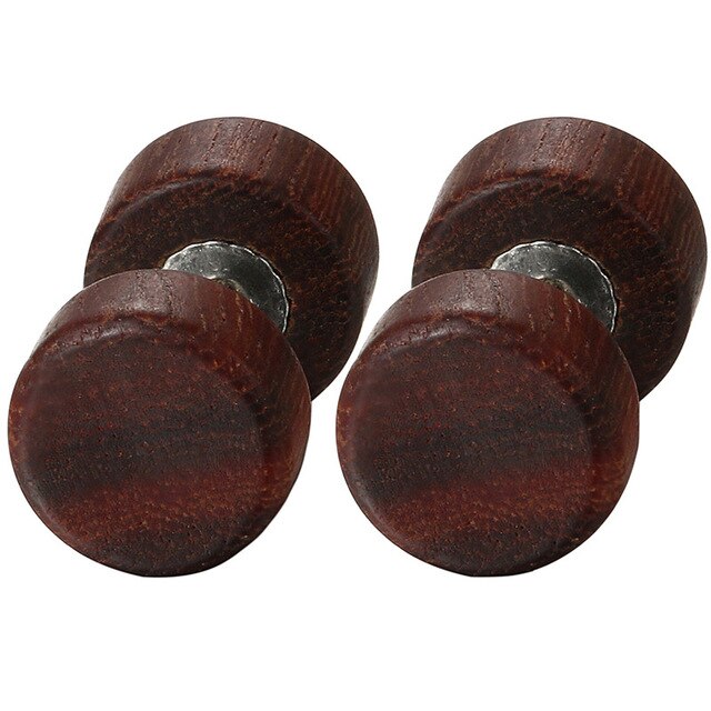Wood Dumbbell Double-Sided Stud Earrings-Earrings-Innovato Design-Black-8mm-Innovato Design