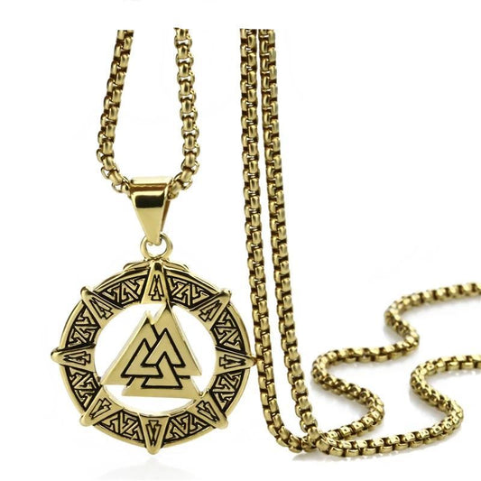 Gold & Silver Viking Valknut Pendant with Chain Necklace-Necklaces-Innovato Design-20 inch-Gold-Innovato Design