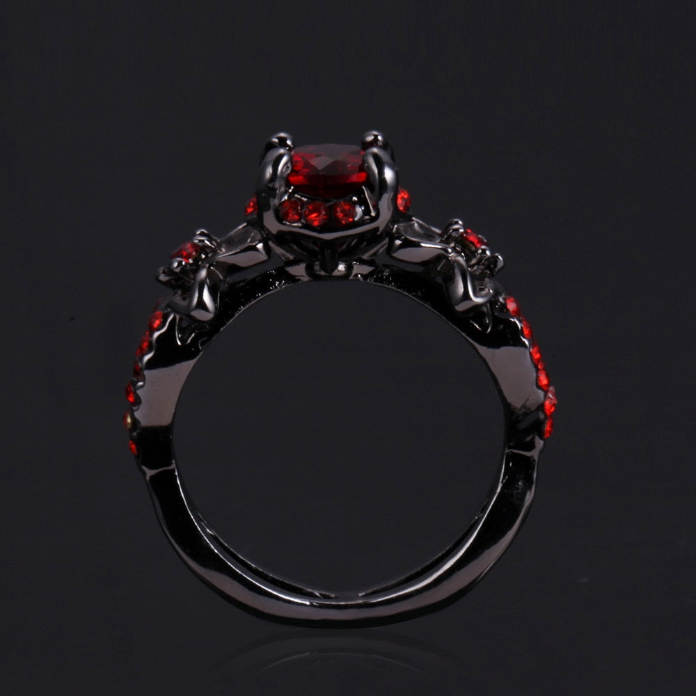 Crystal Charming Black Promise Engagement Ring-Rings-Innovato Design-5-Black Red-Innovato Design