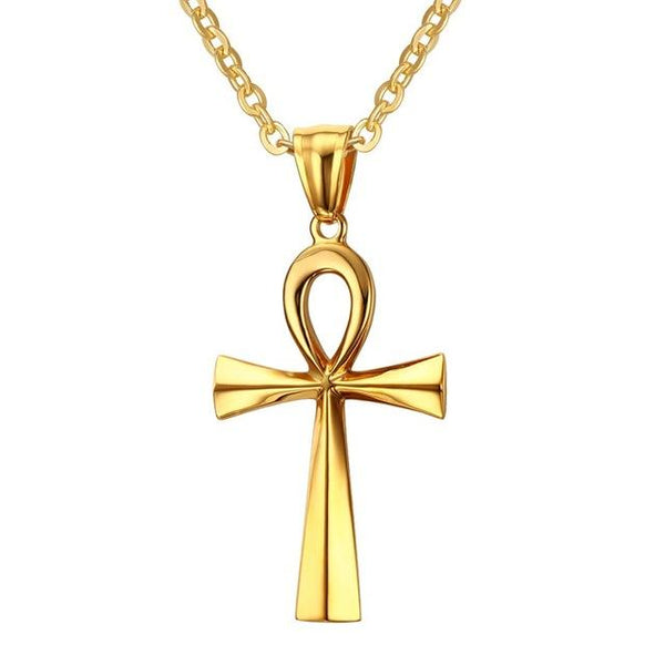 Stainless Steel Simple Egyptian Ankh Cross Pendant Necklace-Necklaces-Innovato Design-Gold-Innovato Design