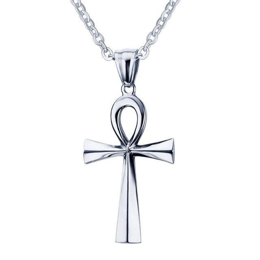 Stainless Steel Simple Egyptian Ankh Cross Pendant Necklace - InnovatoDesign