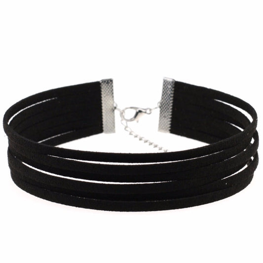 Multilayer Handmade Ribbon Choker Collar Velvet Leather Retro Necklace