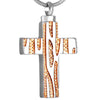 Dotted Zebra Pattern Cross Mini-Urn Pendant and Chain Necklace-Necklaces-Innovato Design-Silver & Gold-Innovato Design