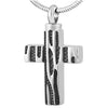 Dotted Zebra Pattern Cross Mini-Urn Pendant and Chain Necklace-Necklaces-Innovato Design-Black & Silver-Innovato Design