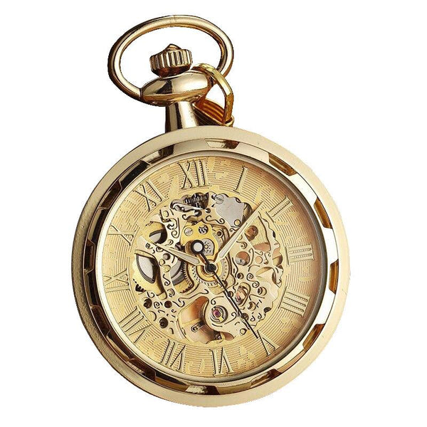 Steampunk Vintage Steel Pocket Watch in Black, Gold, and Silver-Pocket Watch-Innovato Design-Gold-Innovato Design