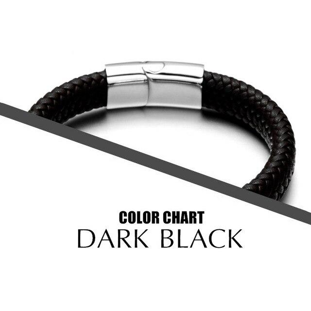 Black/Brown Braided Leather Stainless Steel Punk Skull Bracelet-Skull Bracelet-Innovato Design-Black-6.7-Innovato Design