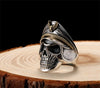 American Soldier Skull Ring with Gold Plated Eagle Biker Band for Men-Rings-Innovato Design-Adjustable-Innovato Design