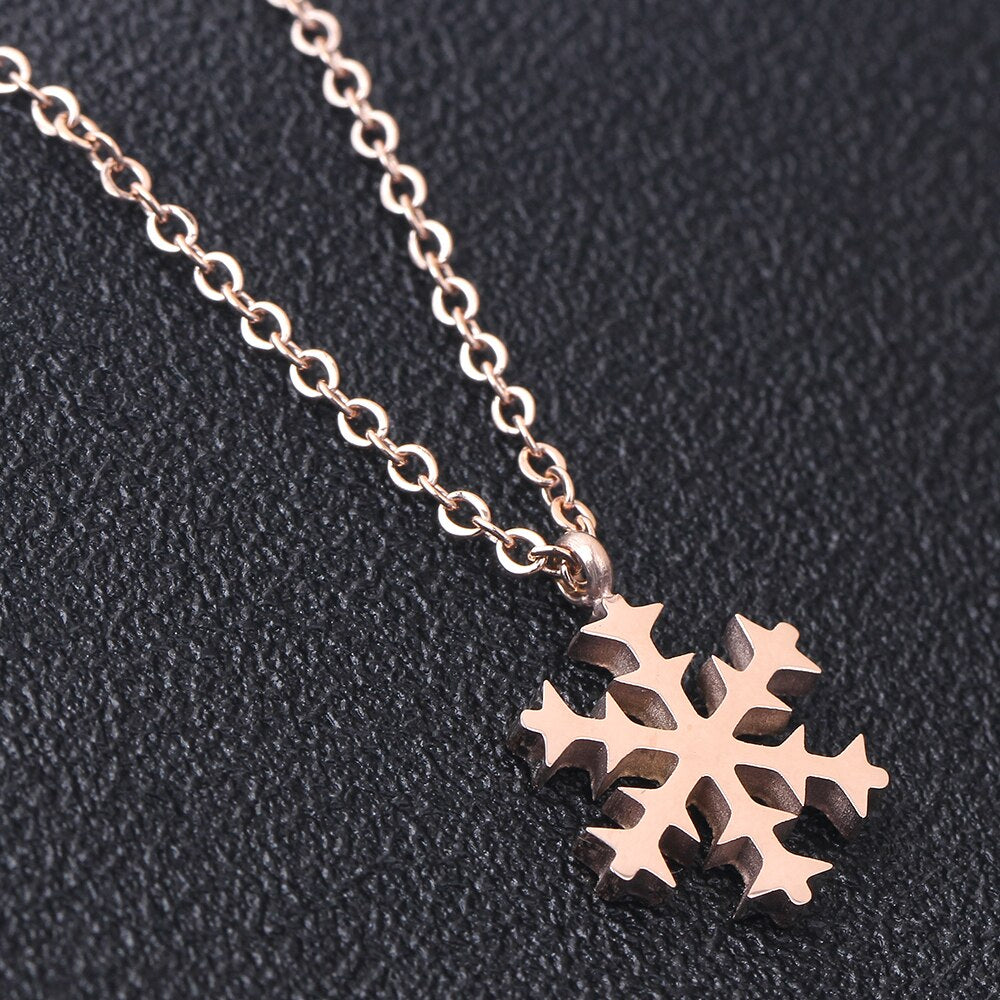 Rose-Gold-Plated Sparkling Snow Stainless Steel Necklace & Earrings Wedding Jewelry Set-Jewelry Sets-Innovato Design-Innovato Design