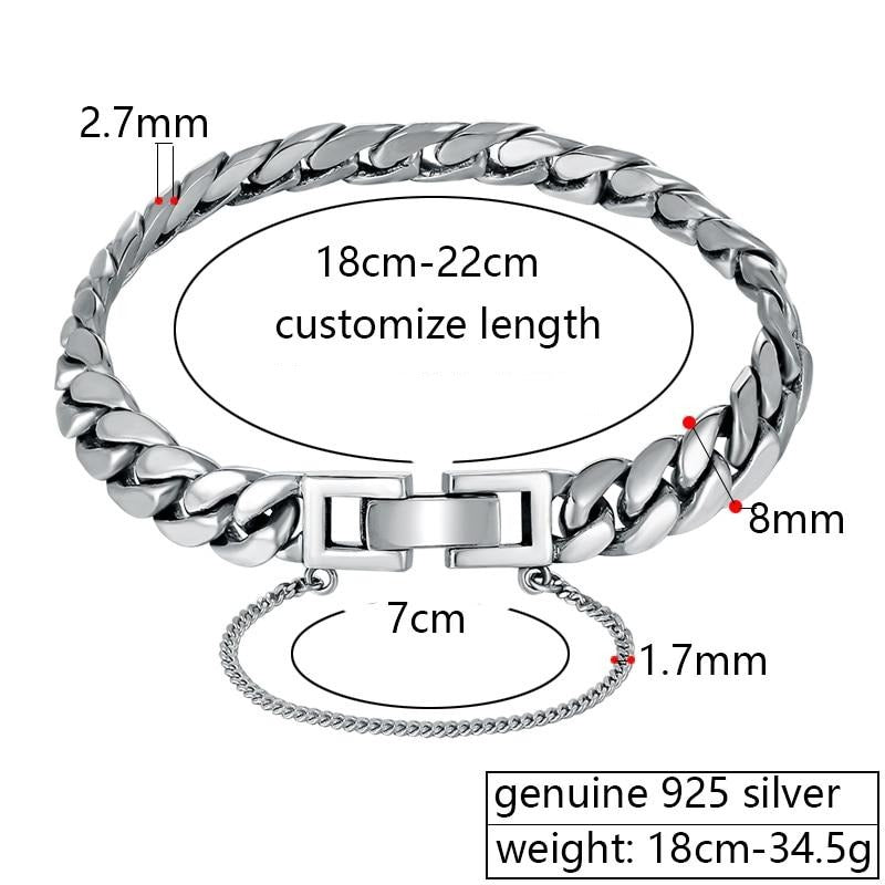 Horse Link Chain 925 Sterling Silver Genuine Bracelet-Bracelets-Innovato Design-7.09in-Innovato Design