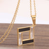 Gold-Plated Rectangular Black and Clear Crystal 316L Stainless Steel Necklace & Earrings Wedding Jewelry Set-Jewelry Sets-Innovato Design-Innovato Design
