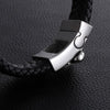 Black Multi-braided Leather Stainless Steel Skull on Cross Bracelet - InnovatoDesign
