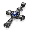 Gothic Black Sapphire Stone Cross Pendant Necklace - InnovatoDesign
