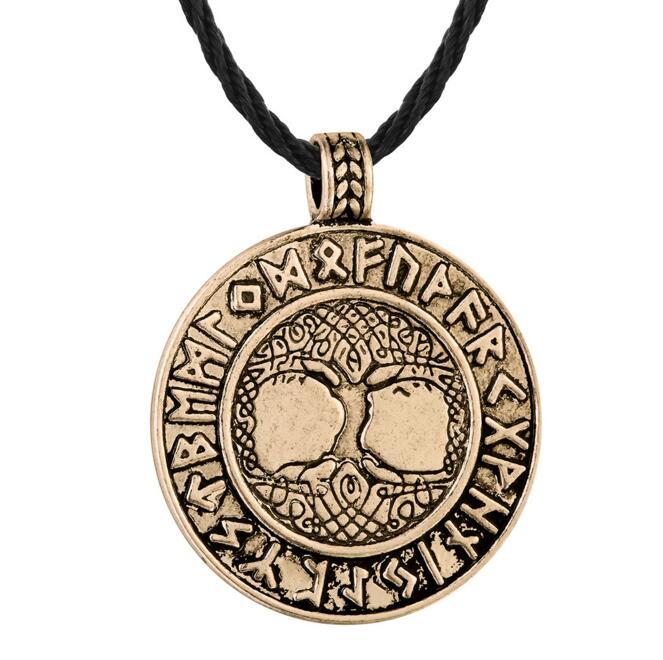 Celtic Tree of Life Stainless Steel Pendant Necklace with Runes-Necklaces-Innovato Design-Silver-24"-Innovato Design