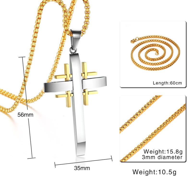 Silver and Gold Jerusalem Cross Pendant Necklace-Necklaces-Innovato Design-Innovato Design