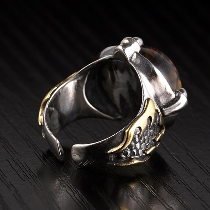 Adjustable Sterling Silver Cubic Zirconia Dragon Eye Ring for Men and Women-Rings-Innovato Design-Innovato Design