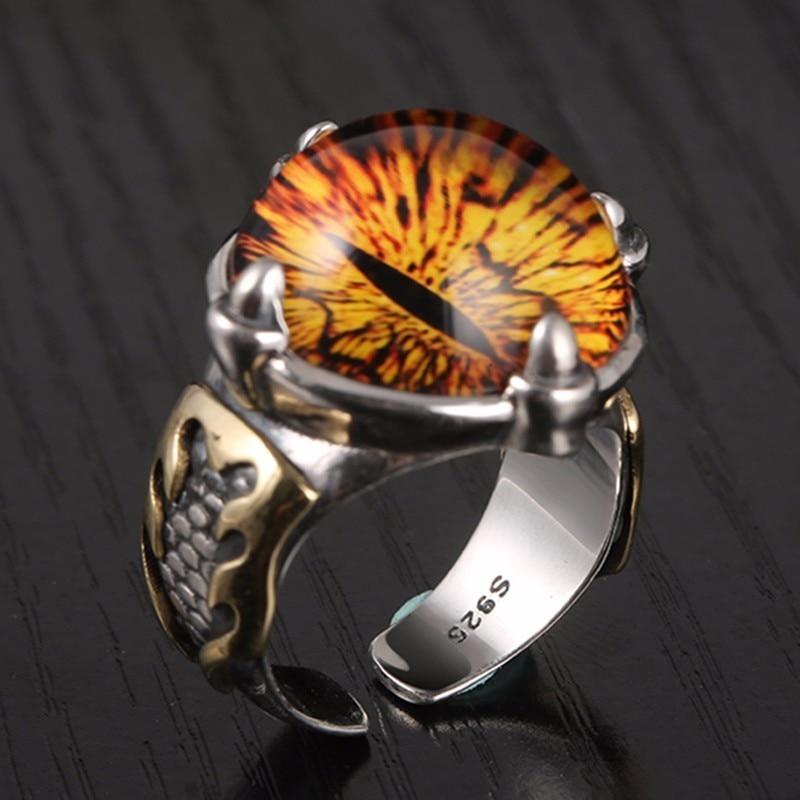 Adjustable Sterling Silver Cubic Zirconia Dragon Eye Ring for Men and Women-Rings-Innovato Design-Innovato Design