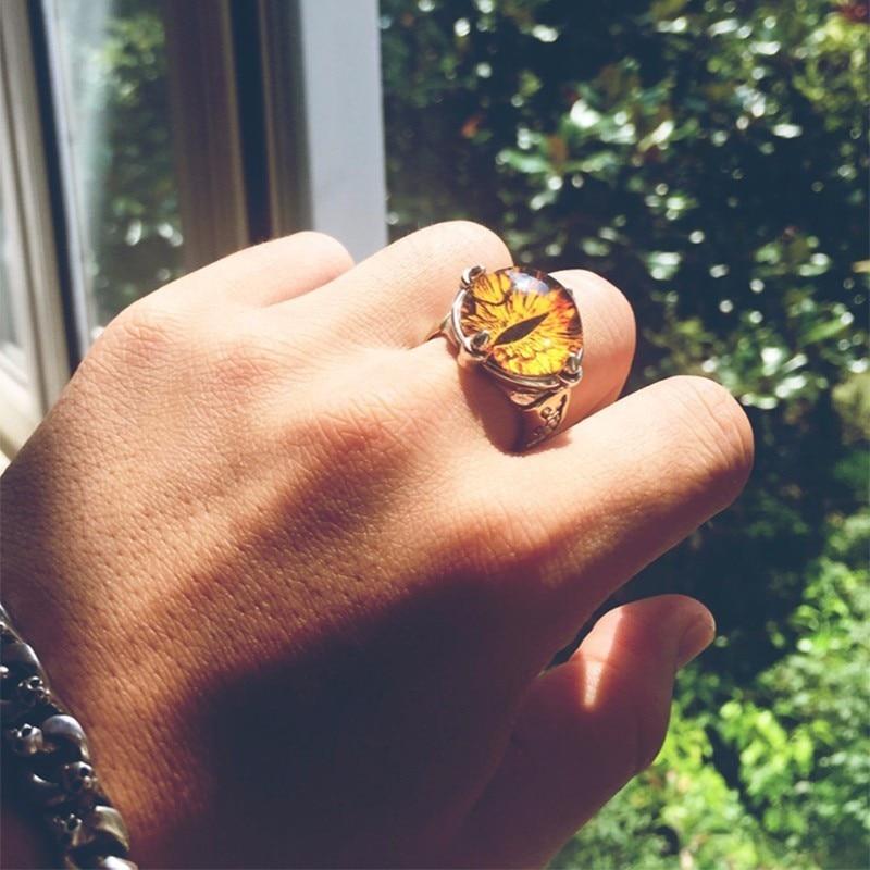 Adjustable Sterling Silver Cubic Zirconia Dragon Eye Ring for Men and Women-Rings-Innovato Design-Innovato Design