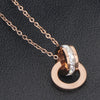 Rose-Gold-Plated Roman Numbers and Crystal Stainless Steel Necklace & Earrings Wedding Jewelry Set