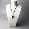 Black Crystal Snake and Red Apple Pendant with Rope Necklace