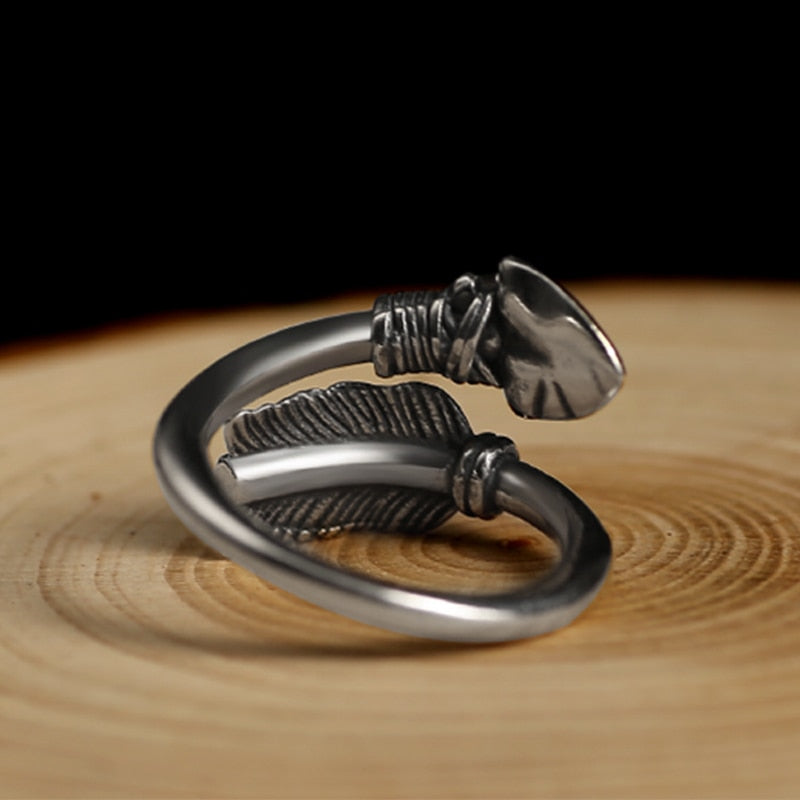Big Black Cupid's Arrow 925 Sterling Silver Adjustable Vintage Punk Biker Ring-Rings-Innovato Design-Innovato Design
