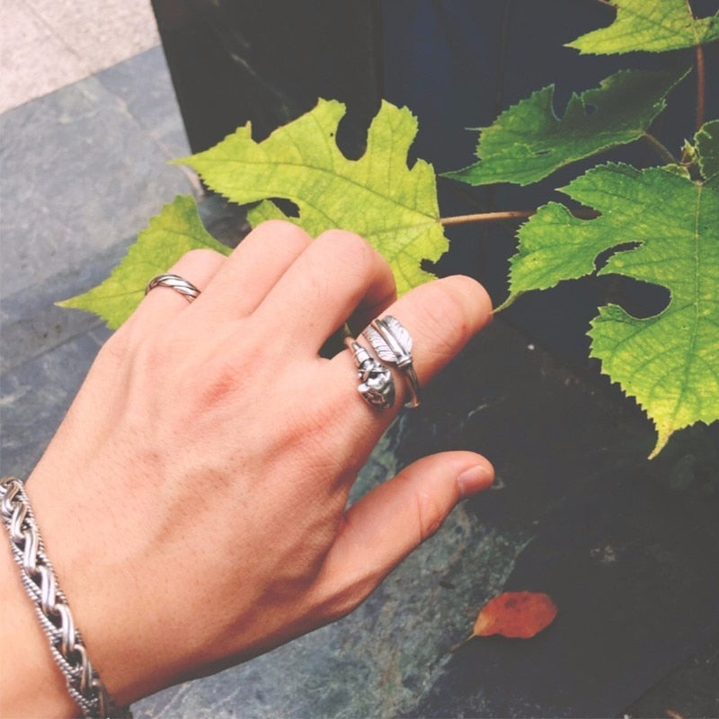 Big Black Cupid's Arrow 925 Sterling Silver Adjustable Vintage Punk Biker Ring-Rings-Innovato Design-Innovato Design